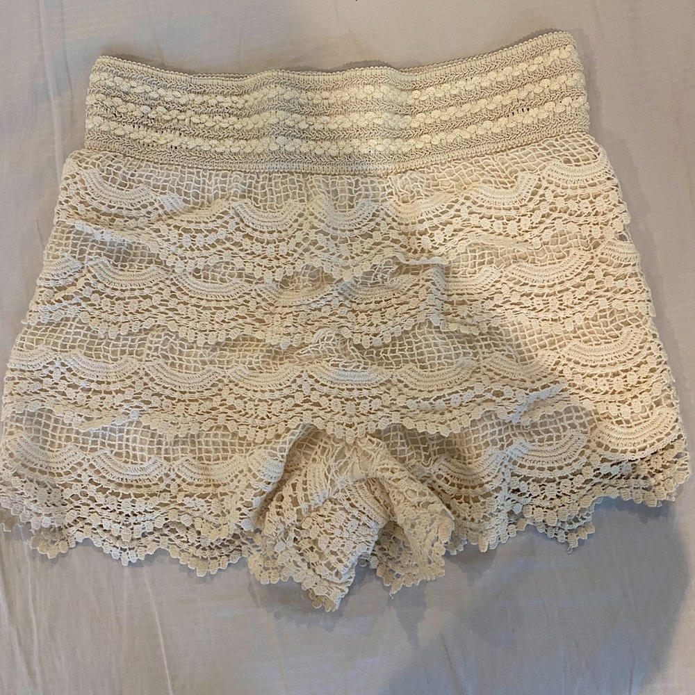Ivory crochet shorts